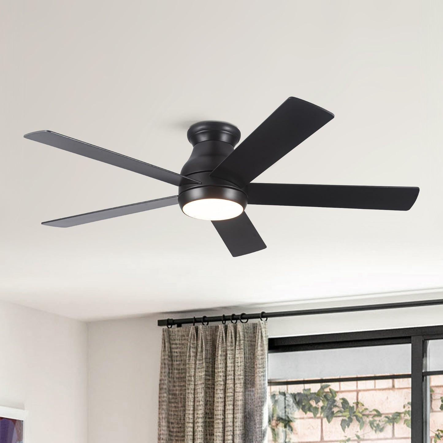 Low profile ceiling fan with light