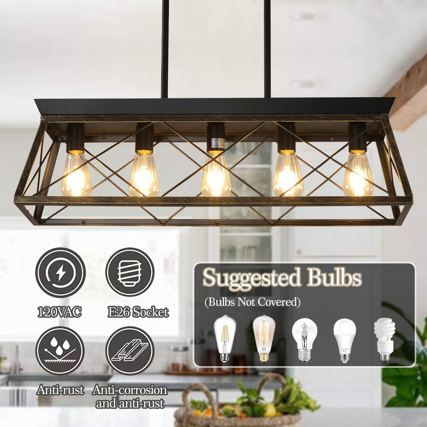 5-Light Farmhouse Chandeliers