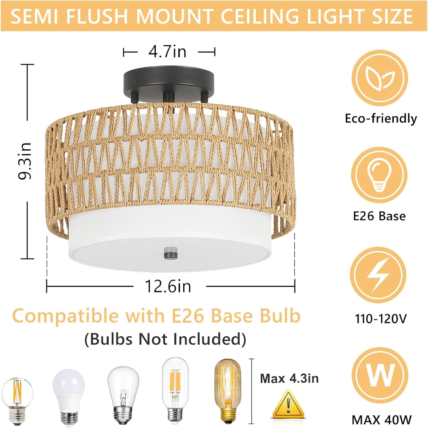 Boho Rattan Ceiling Light