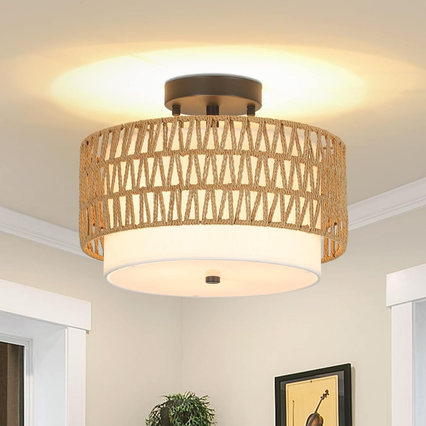 Boho Rattan Ceiling Light