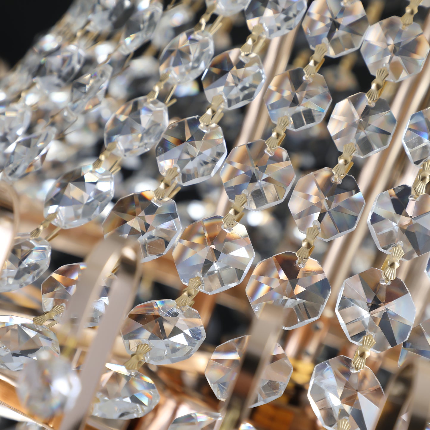 Golden crystal pendant light, large modern luxury ceiling lighting