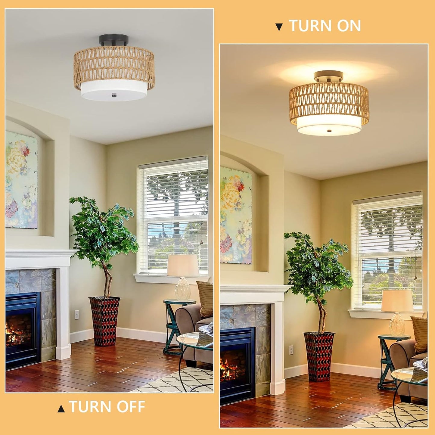 Boho Rattan Ceiling Light