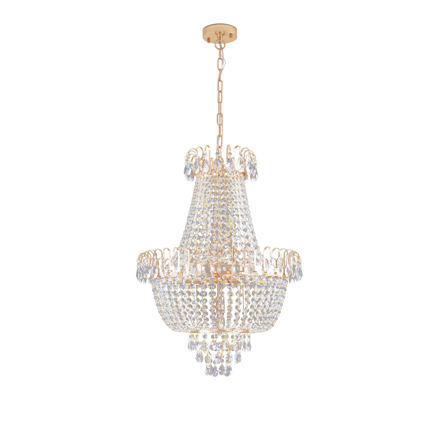 Golden crystal pendant light, large modern luxury ceiling lighting