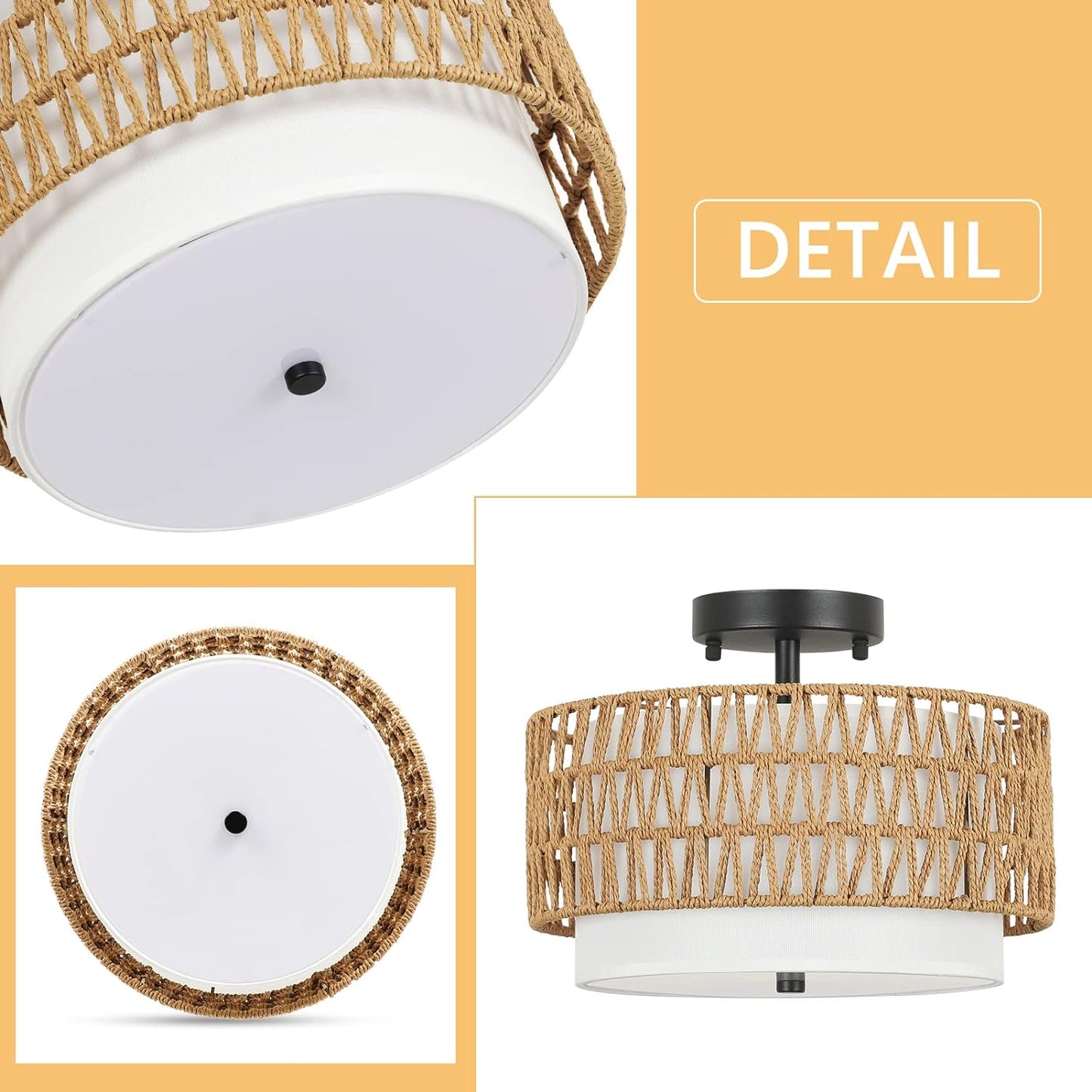 Boho Rattan Ceiling Light