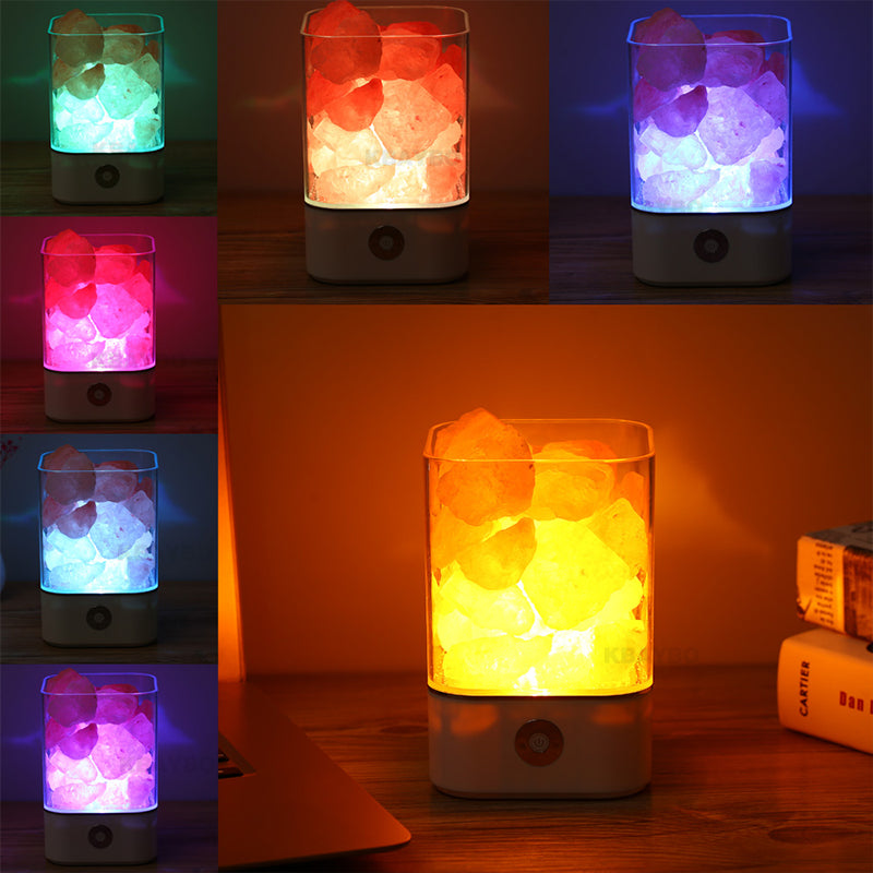 Natural Himalayan Salt Lamp – USB Air Purifier & Mood Lighting
