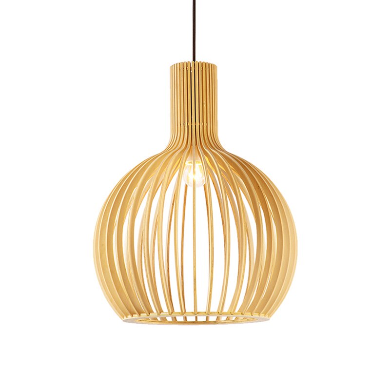 Birdcage Wood Pendant Light
