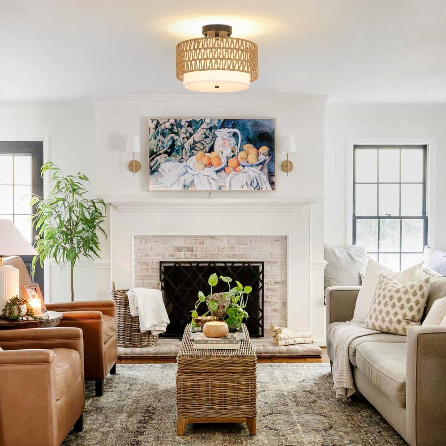 Boho Rattan Ceiling Light
