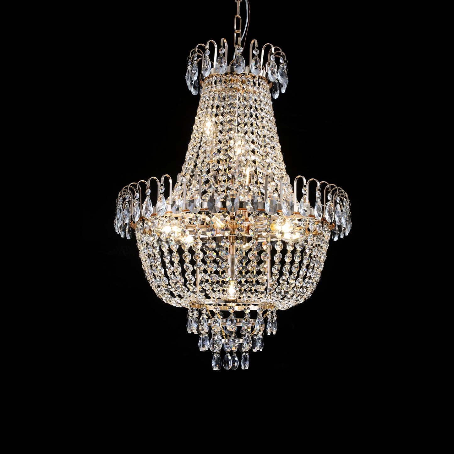 Golden crystal pendant light, large modern luxury ceiling lighting