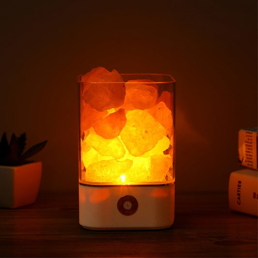 Natural Himalayan Salt Lamp – USB Air Purifier & Mood Lighting