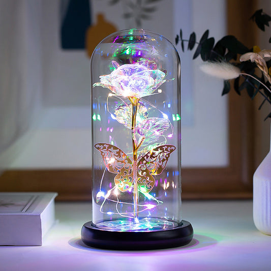 Immortal Butterfly Flower Glass LED light