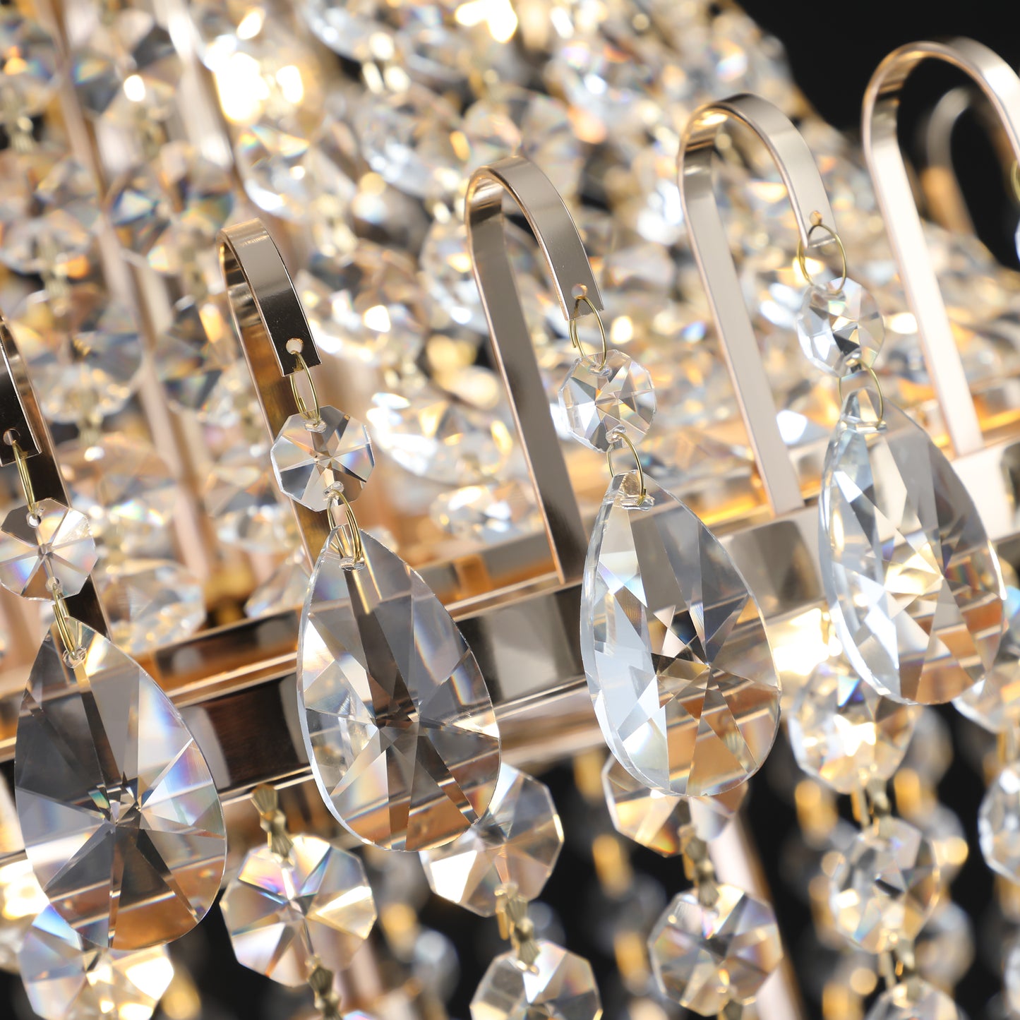 Golden crystal pendant light, large modern luxury ceiling lighting
