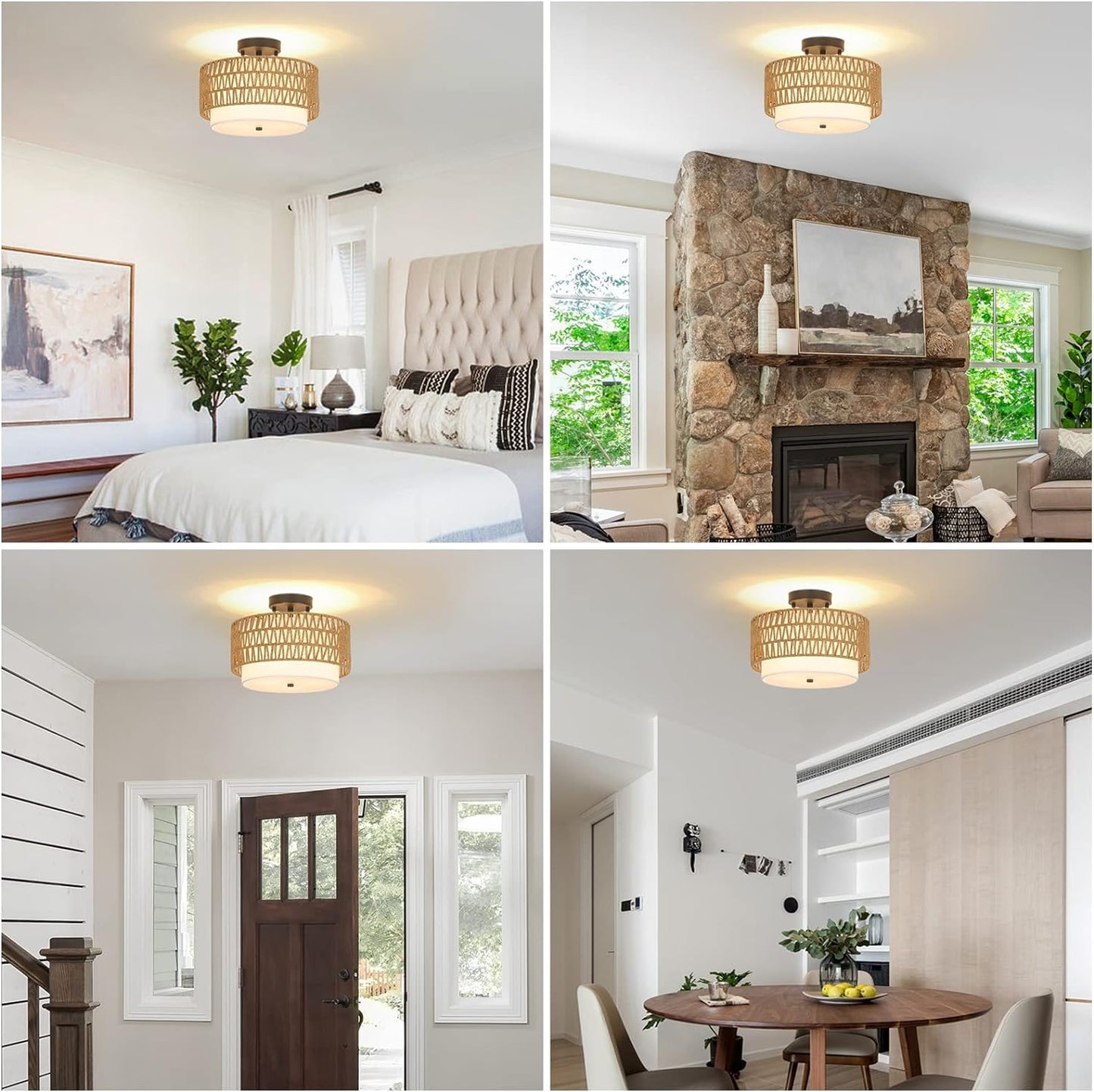 Boho Rattan Ceiling Light