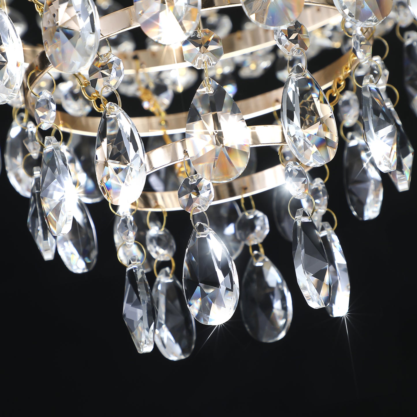 Golden crystal pendant light, large modern luxury ceiling lighting