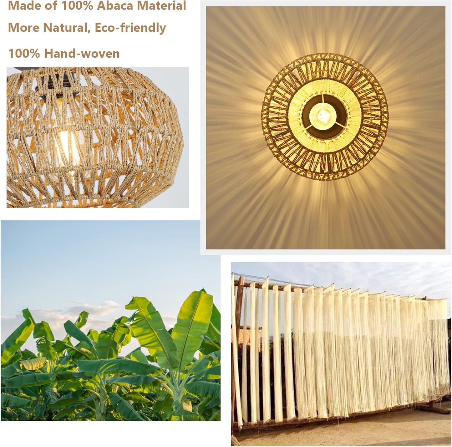 Boho Rattan Ceiling Light Fixture