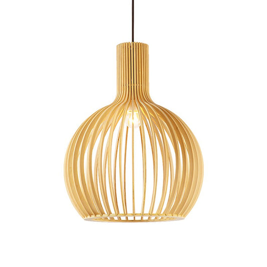 Birdcage Wood Pendant Light